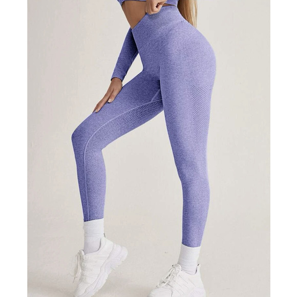 shein Purple Seamless High Stretch Sports Leggings Size 4 - Picture 5 of 8